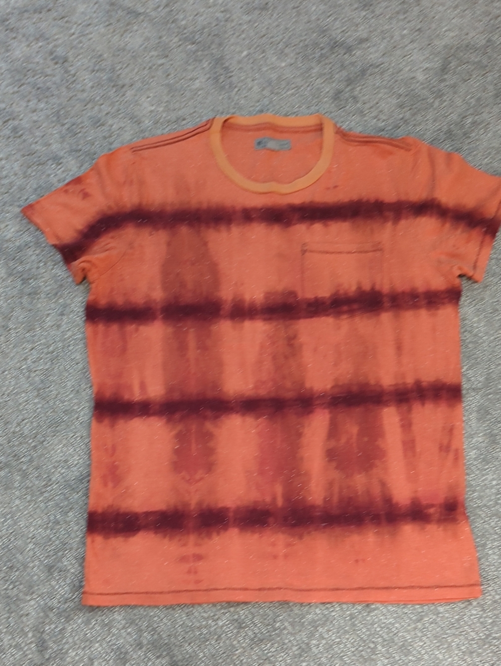 Charles And A Half Men's Orange & Burgandy Tie-Dye Pocket Tee